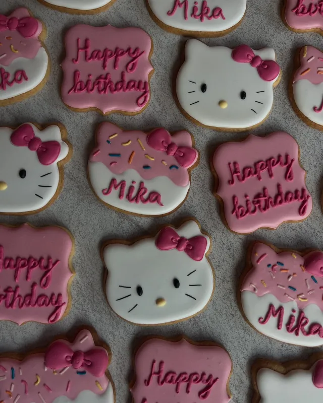 Pink Hello Kitty birthday cookies