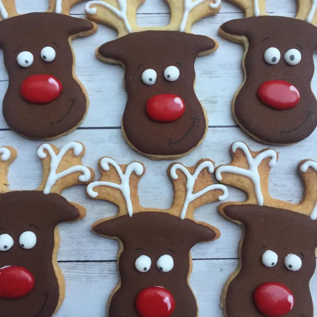 Reindeer cookies with red noses